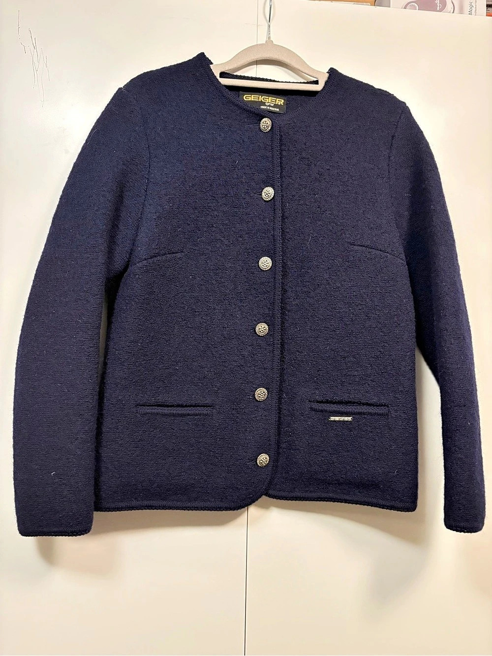 Vintage Geiger Tyrol 100% Wool Jacket in Blue Size 42 (L)